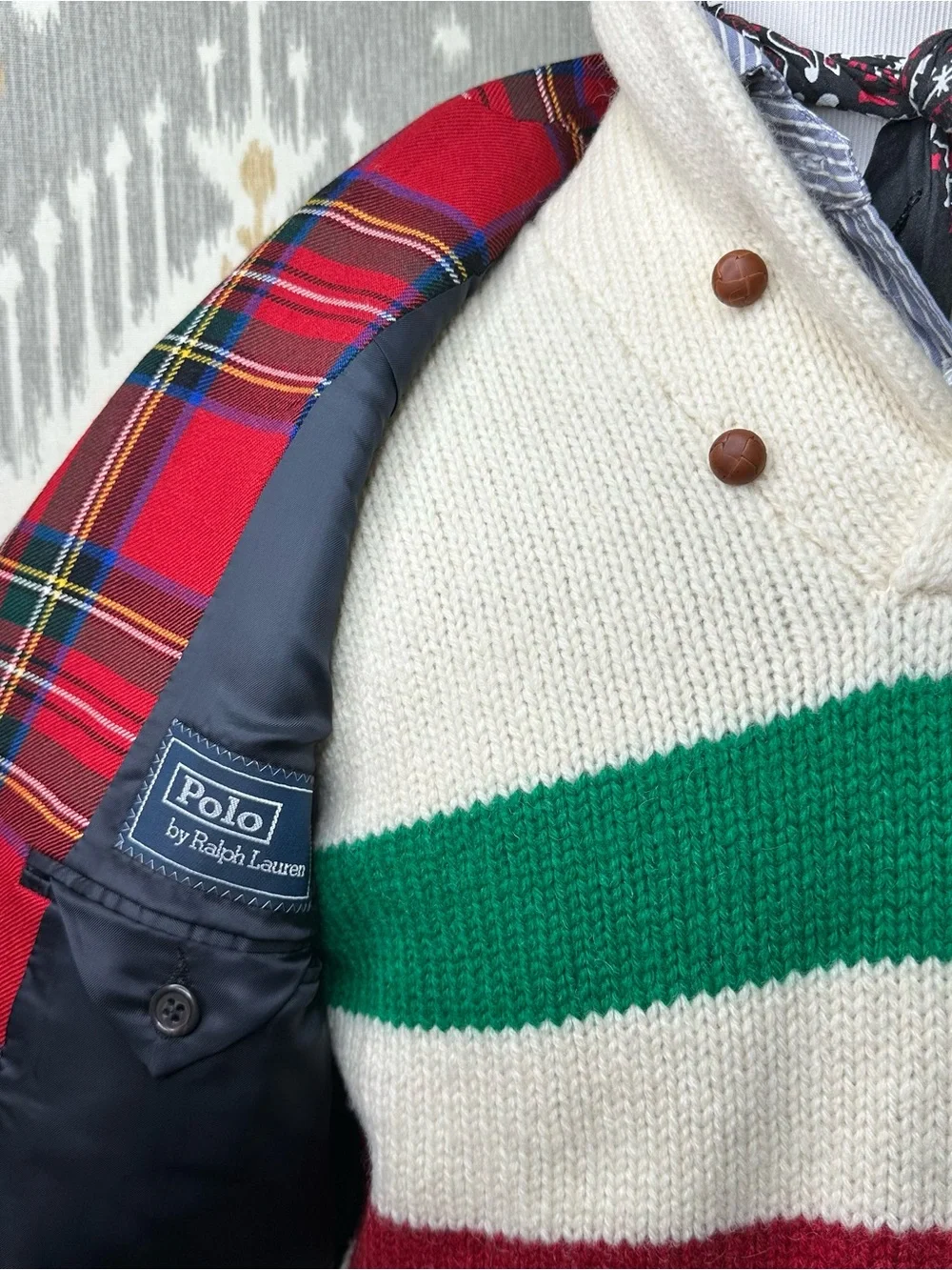 Polo Ralph Lauren Made in Italy Virgin Wool Red Tartan Plaid Blazer 40L